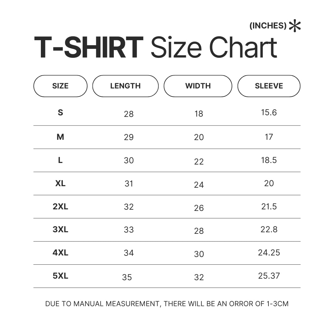 T shirt Size Chart - Doraemon Store