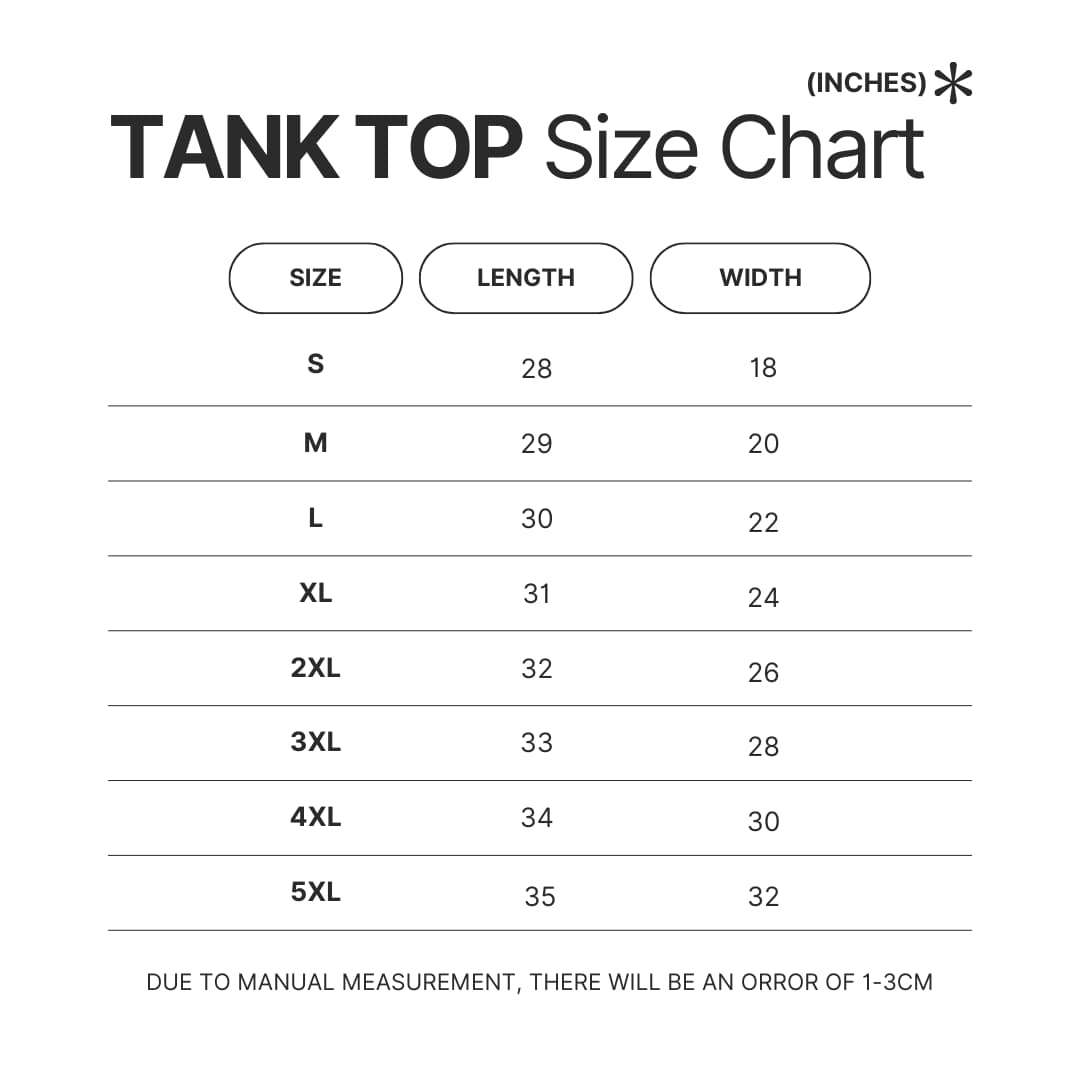 Tank Top Size Chart - Doraemon Store