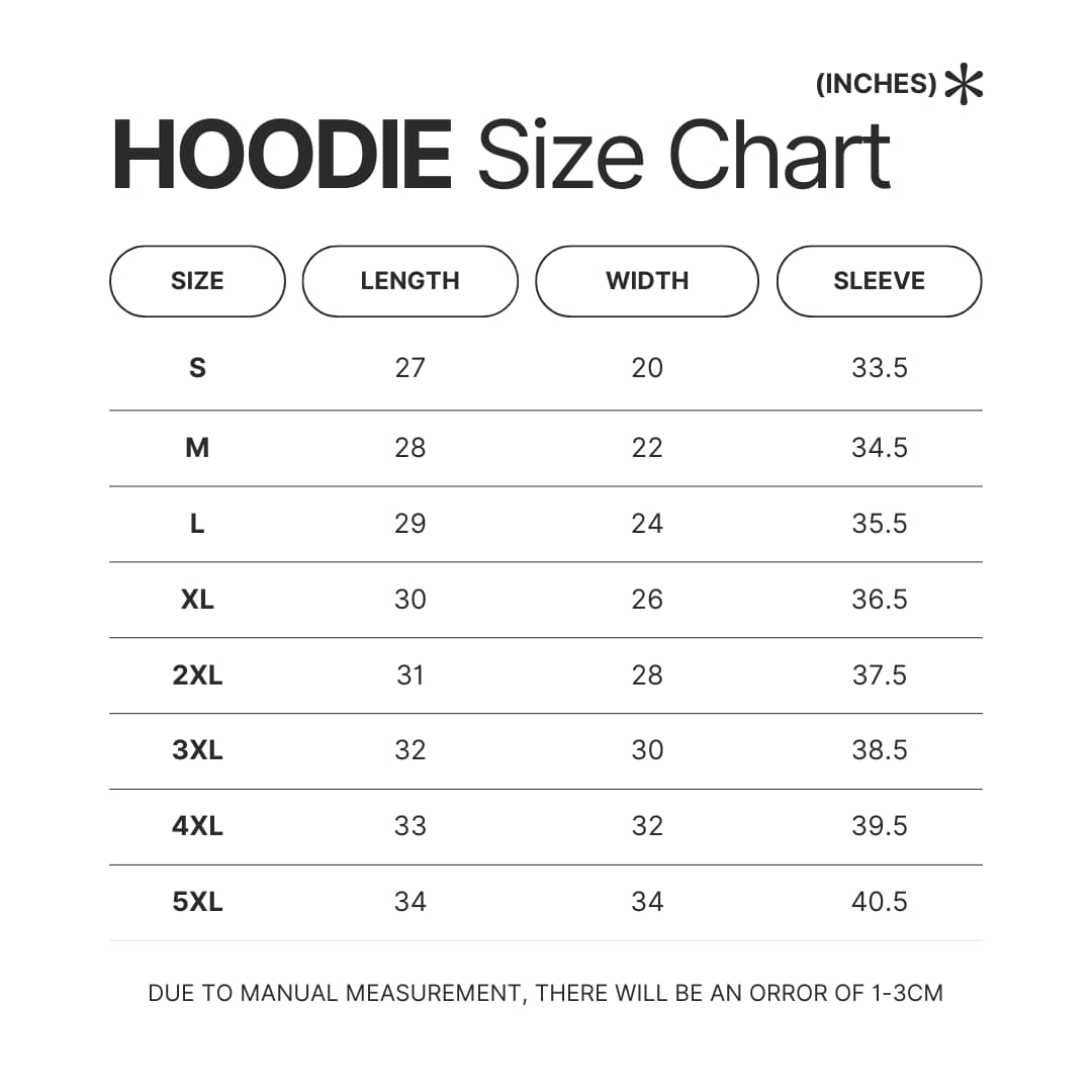 Hoodie Size Chart - Doraemon Store