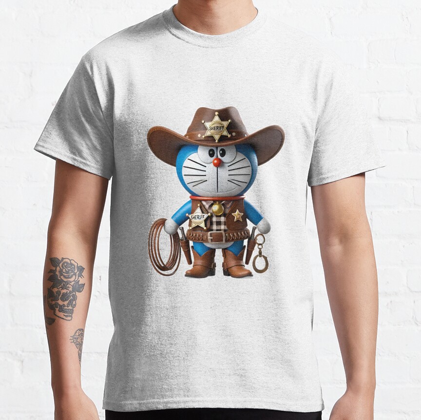 3D Doraemon Cowboy Sheriff T-Shirt