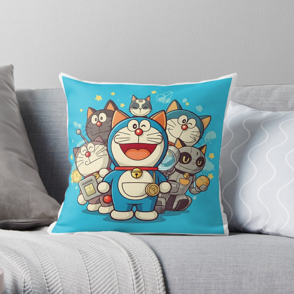 Doraemon And Robot Cats Throw Pillow