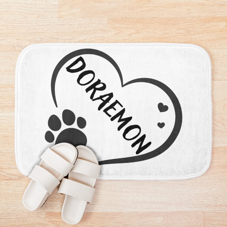 Doraemon Cat In A Heart With A Paw Great Bath Mat - Image 3